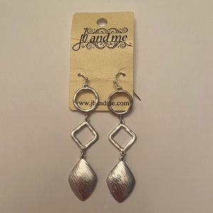 Silver colored dangle earrings